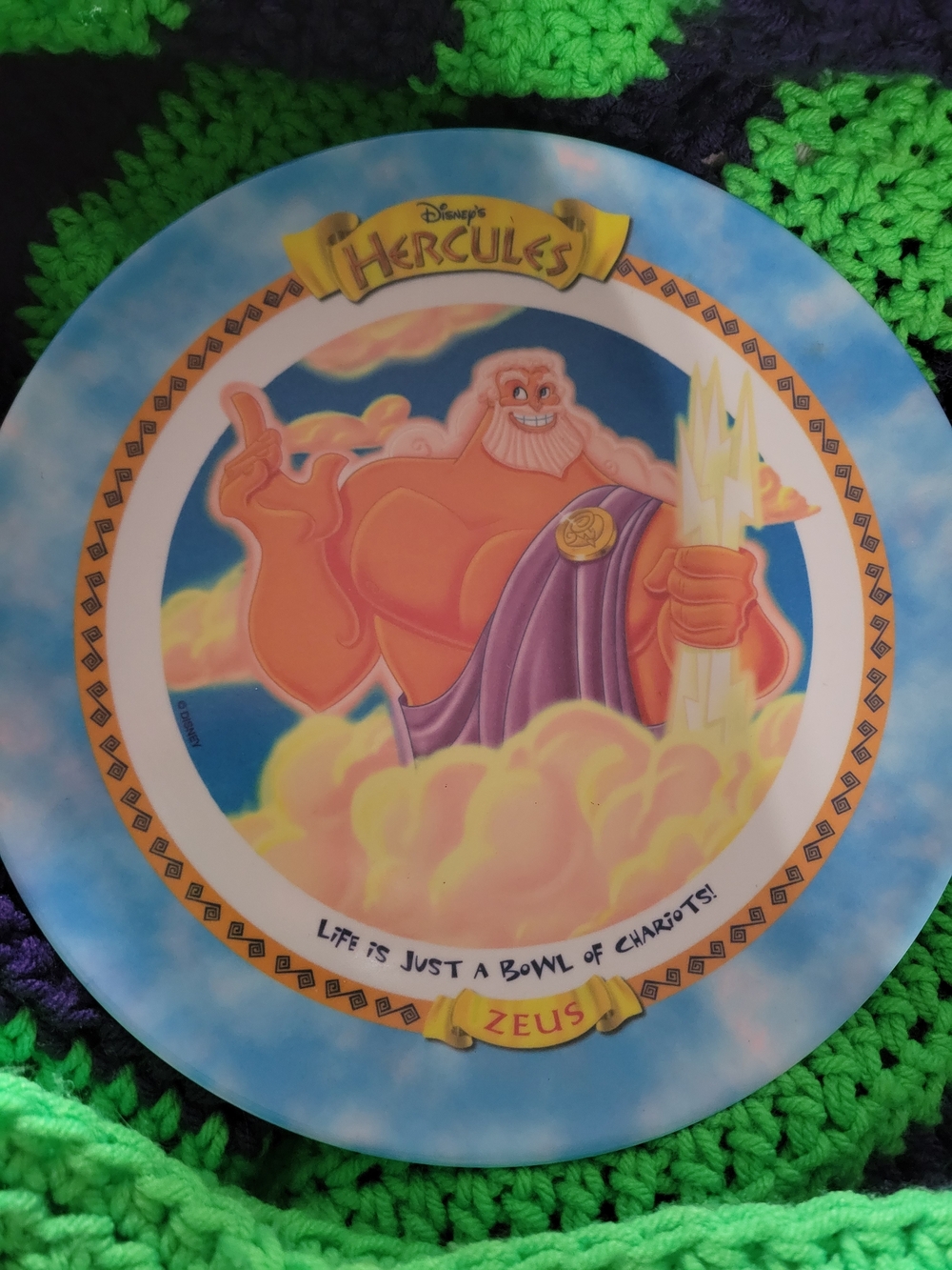 Disney Hercules Zeus Wall Plate - Blue, Orange & Purple